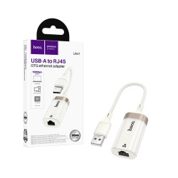 Hoco Adapter UA41 Crystal USB-A to RJ45 Ethernet 100Mbps 145MM Apricot